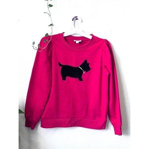 Charter Club Womens S Sweatshirt Red Embellished Doggy Puff Sleeves